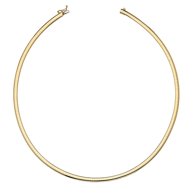 18k Yellow Gold 4.00 MM Domed Omega Necklace
