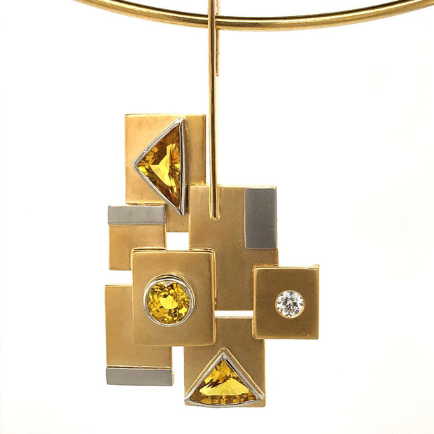 Gordon Aatlo Legacy Collection; 18K and Platinum Yellow Sapphire and Diamond Pendant