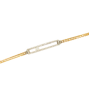 14K Open Bar Double Chain Bracelet 