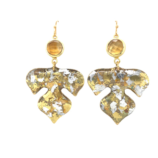 Evocateur Fig Silver Confetti Earrings with Citrine Posts