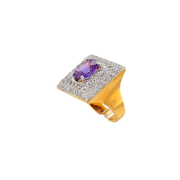 Custom Purple Sapphire and Diamond Ring