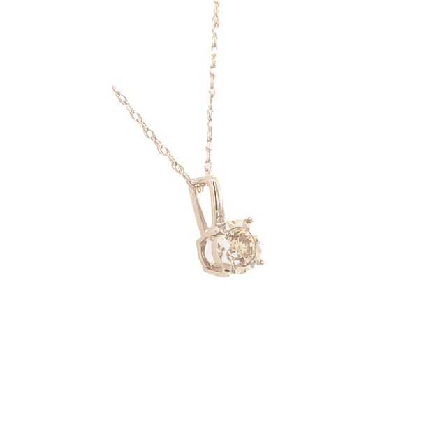 18k White Gold Solitaire Diamond Pendant and Chain