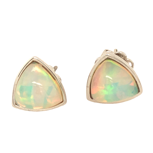 14k white gold Ethopian Opal Earrings