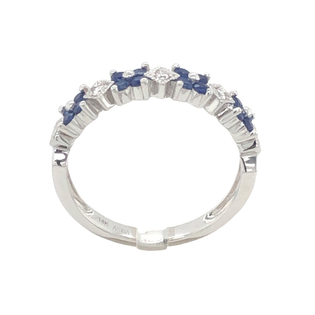 14k Blue Sapphire and Diamond Stacking Ring