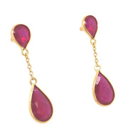 18k Yellow Gold Faceted Ruby Drop Earrings