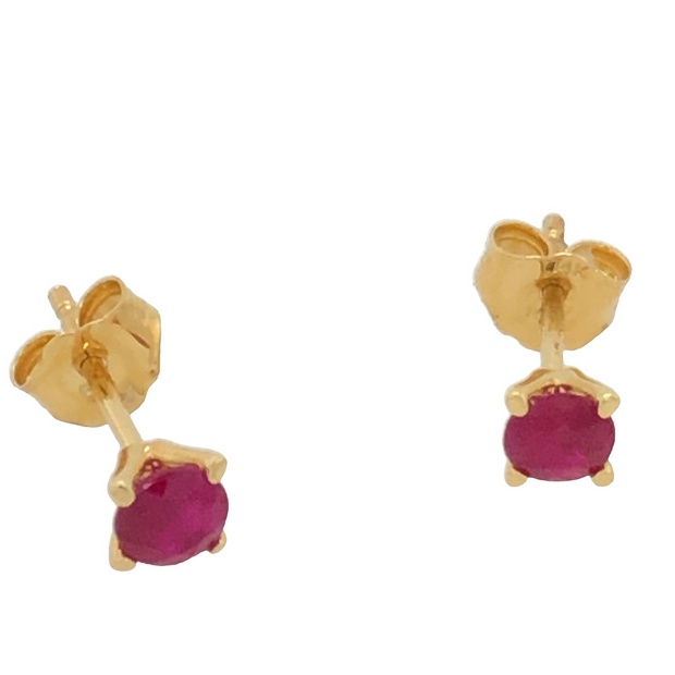 14k Yellow Gold Ruby Stud Earrings
