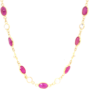 18K Yellow Gold Handmade Ruby and White Sapphire Necklace