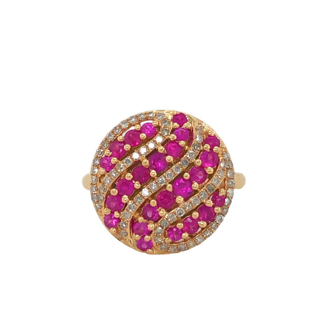14K Yellow Gold Hot Pink Sapphire Ring