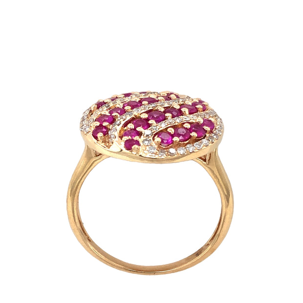 14K Yellow Gold Hot Pink Sapphire Ring