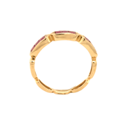 14K Yellow Gold Ruby Stacking Band Ring with Diamond Accents