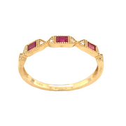 14K Yellow Gold Ruby and Diamond Stacking Band Ring