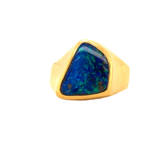 14K Yellow Gold Boulder Opal Ring