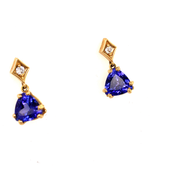 Custom Tanzanite Trillion and Diamond Earrings