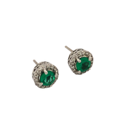 Natural Columbian Emerald Stud Earrings