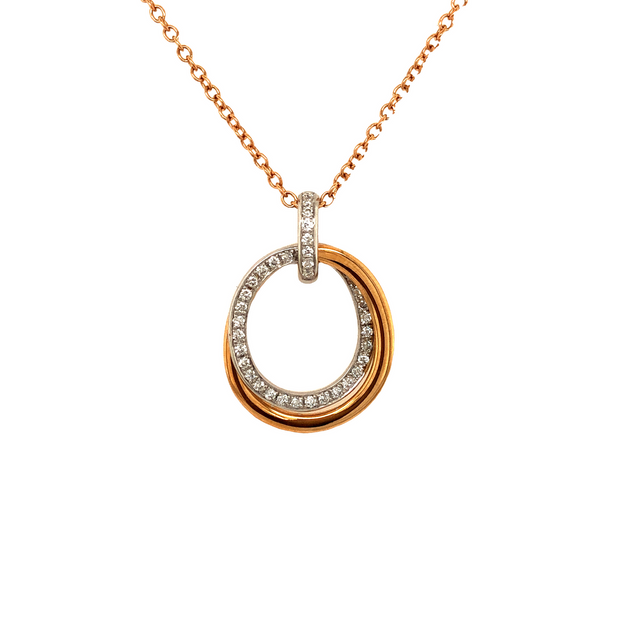 18K 2-Tone Gold and Oval Diamond Necklace