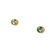 14k Bezel Set Aquamarine Stud Earrings