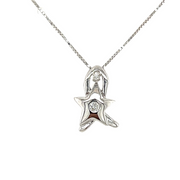 14k White Gold Star Pendant with Diamond Accent
