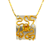 Gordon Aatlo Legacy Collection: Handmade Platinum/24k Gold Yellow Sapphire Pendant