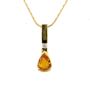 18k Yellow Gold Custom Citrine & Diamond Pendant