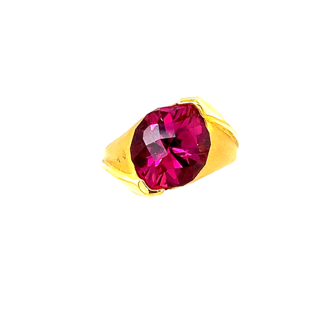 Custom Pink Tourmaline Ring in 18k Yellow Gold