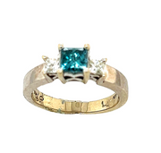 Blue and White Diamond 3-Stone Ring