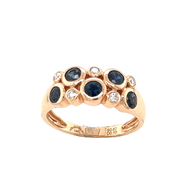14K Rose Gold Blue Sapphire and Diamond Band