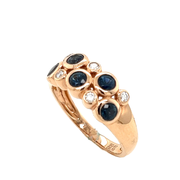 14K Rose Gold Blue Sapphire and Diamond Band
