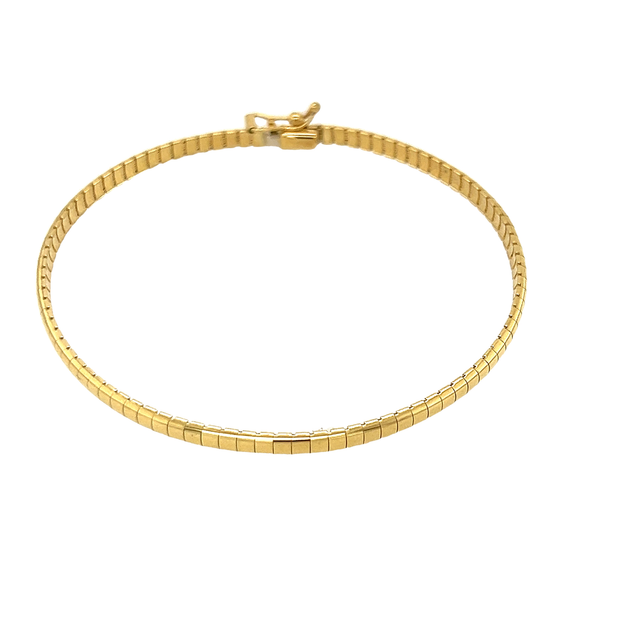 18K Yellow Gold 3 MM Domed Omega Bracelet