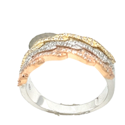 14k Diamond Ring in Yellow, White and Rose Gold