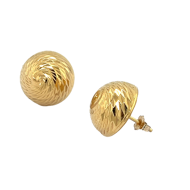 14k Yellow Gold Spiral Dome Earrings