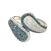 18k White Gold Pave' Blue and White Diamond Ring