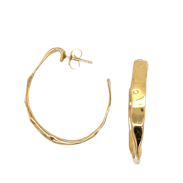 14k Yellow Gold Tove Norlander Freeform Hoop Earrings