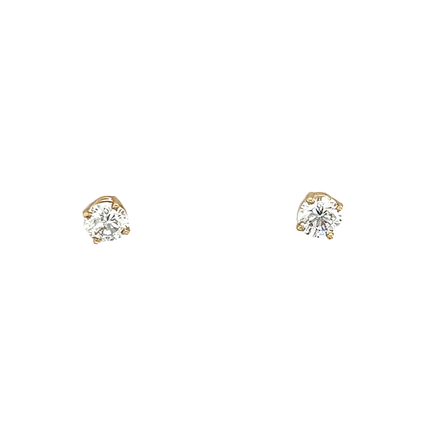14k Yellow Gold 1 Carat Diamond Stud Earrings