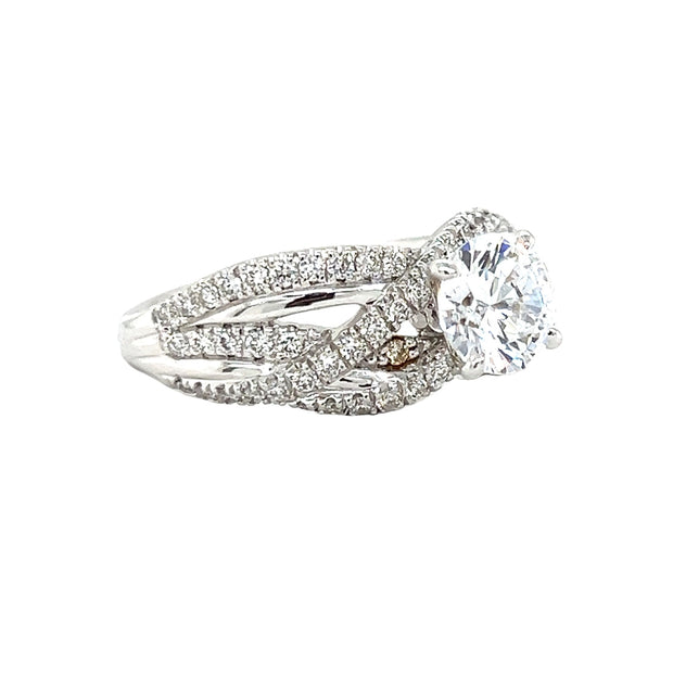 18K White Gold Criss Cross Diamond Engagement Ring