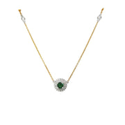 14k Emerald and Diamond Necklace in 2-Tone Gold