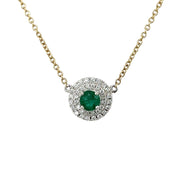 14k Emerald and Diamond Necklace in 2-Tone Gold