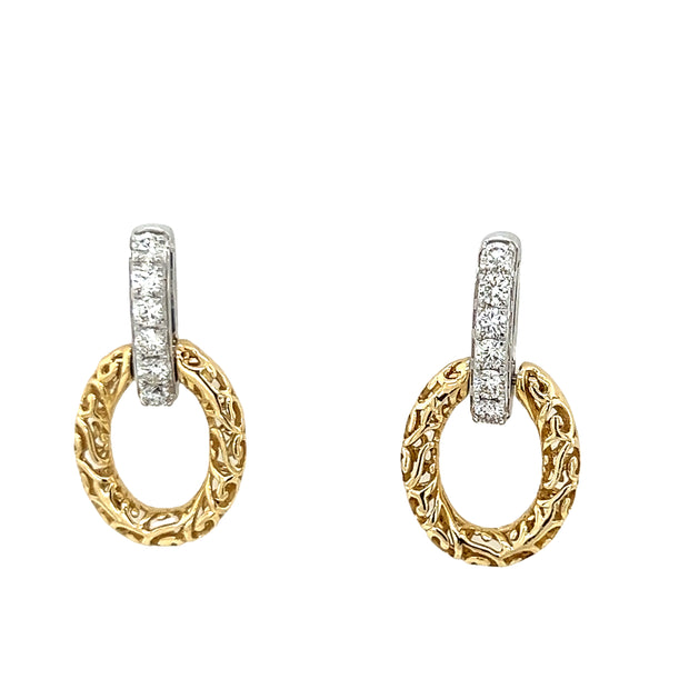 14K W/Y Gold and Natural Diamond Earrings