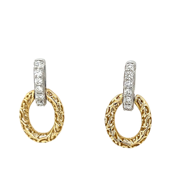 14k 2-Tone Gold and Diamond Earrings