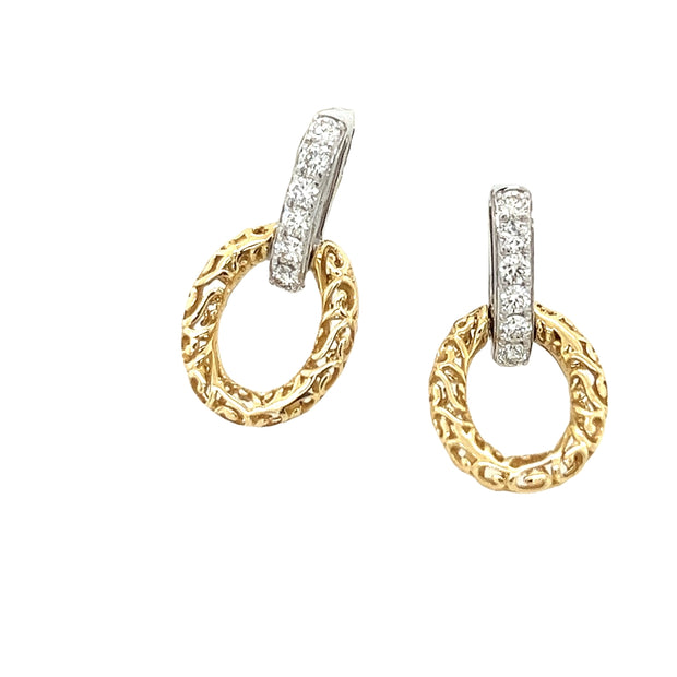 14k 2-Tone Gold and Diamond Earrings