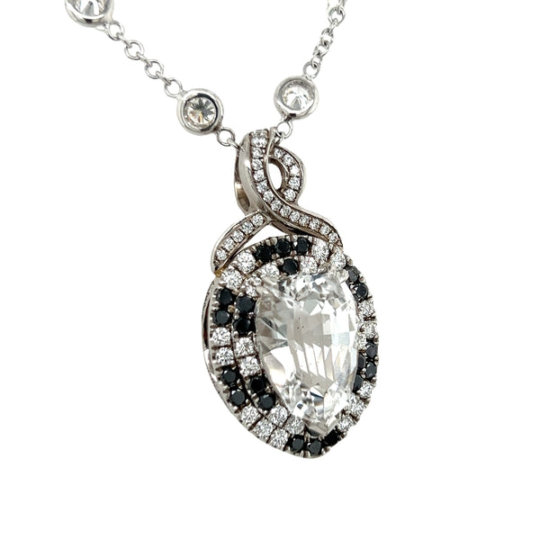 Nigerian Phenakite and Black and White Diamond Pendant