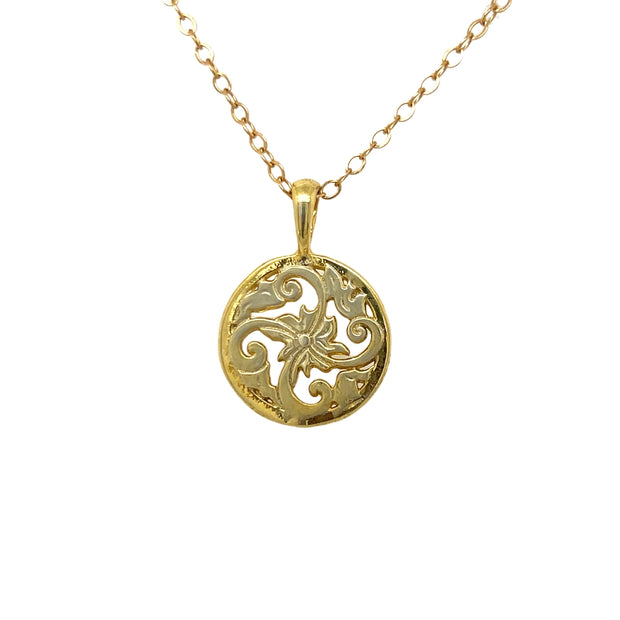 Genoa Sterling Silver and 18k Vermeil Hand Engraved Necklace