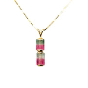 14K Watermelon Tourmaline Drop Necklace