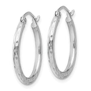 14K White Gold Hinged Hoop Earrings