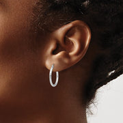 14K White Gold Hinged Hoop Earrings