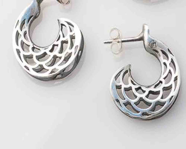 Diabolo Sterling Silver Small White Lacquer Earrings