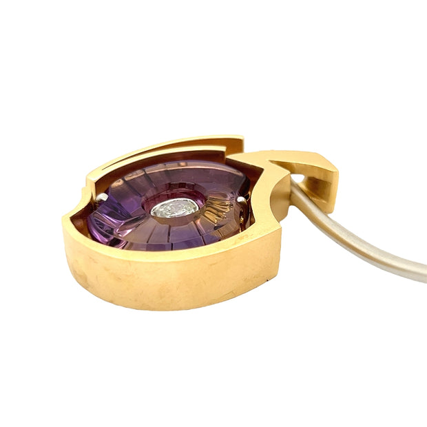 Gordon Aatlo Legacy Collection: 18K Yellow Gold Large Torus Cut Ametrine and Diamond Pendant