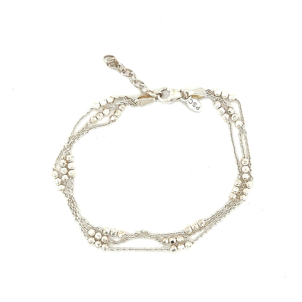 Peter Storm 3-Strand Sterling Silver Chain and Bead Bracelet