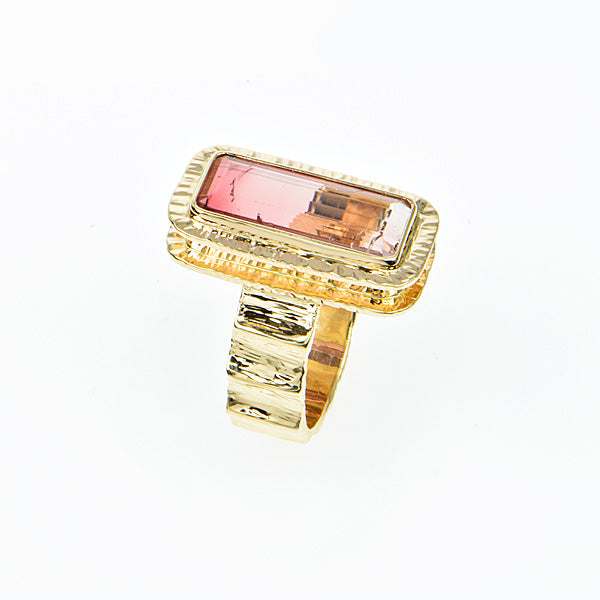 Michael Baksa 14K Gold Pink Bi-Color Tourmaline Ring