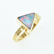 Michael Baksa 14K Gold  Black Opal Doublet Ring