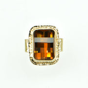 Michael Baksa 14K Gold Honey Pixel Cut Citrine Ring